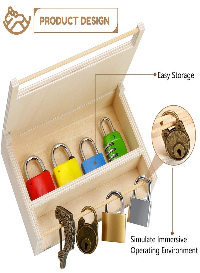 Woodtoe 8 PCS Montessori Lock and Key Toy, Montessori Toys for Toddlers 3 4 5 Year Old, Kids Tool Set, Montessori Materials Preschool Learning Sensory Toy, Fine Motor Skill, Christmas Toys for Kid 3-6 - Image 3